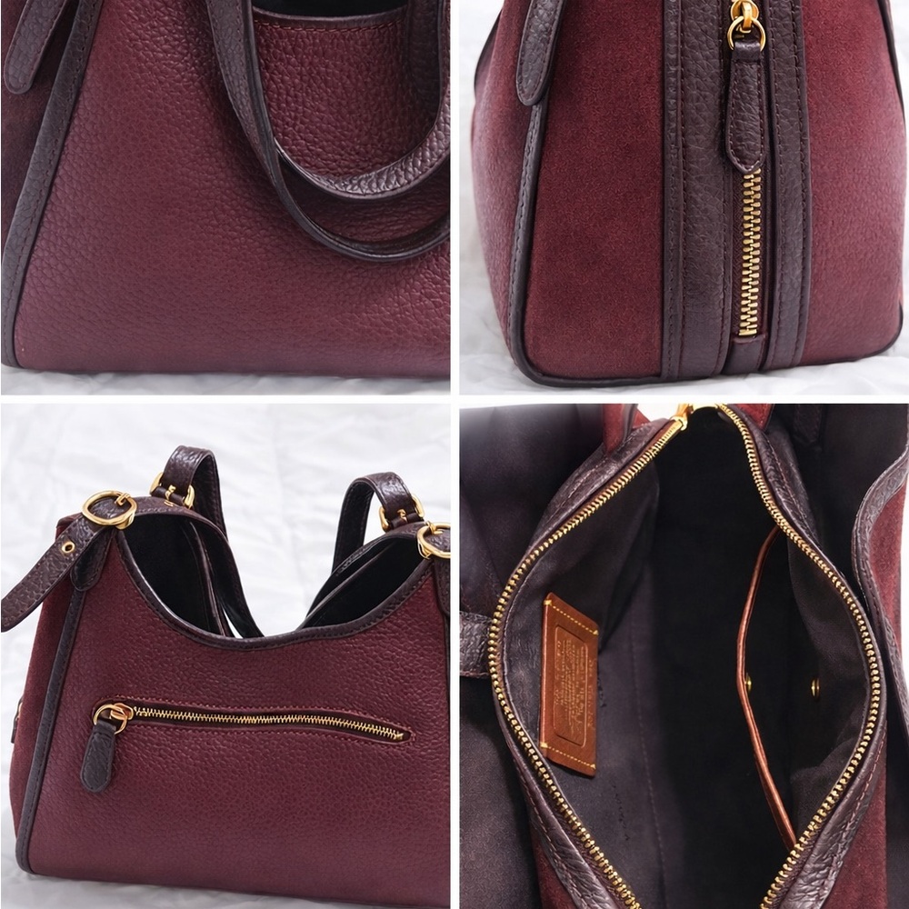 Coach burgundy leather and suede Lori bag